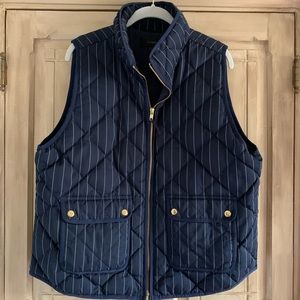 J Crew Navy Pinstripe Puffer Vest